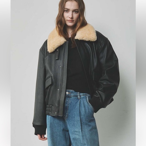 NWT Leftseoul Fur Collar Lambskin Quilted Jacket - Picture 2 of 9